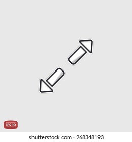 Two arrows icon. Direction indicator. Flat design with shadow. Made in Illustrator vector