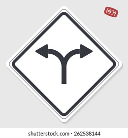 Two arrows. Left or right direction. Flat design style. Made vector illustration. Emblem or label with shadow.