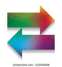 Two arrows left-right sign. Vector. Colorful icon with bright texture of mosaic with soft shadow on white background. Isolated.