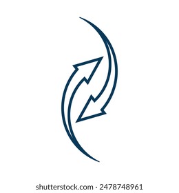 dos flechas. Logotipo o icono. Estilo de diseño de contorno. Adecuado para diseños de protección de datos, presentaciones, informes, iconos, etc. Plantilla de diseño de Vector