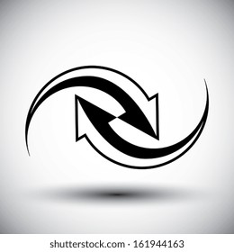 Two arrows loop conceptual icon, special abstract new idea vector symbol.