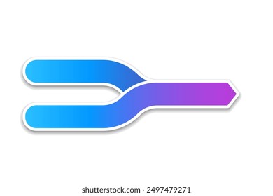 Two arrows merging blue gradient icon. Clipart image isolated on white background