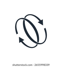 Duas setas em motion.Changes, atualização, update.Vetor ícone linear isolado no fundo branco.