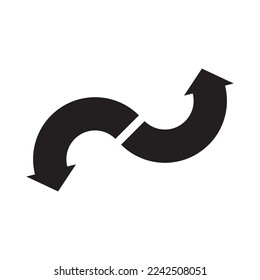 two arrows moving to different direction opposite arrow icon 