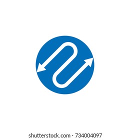 two arrows negative design circle logo vector 