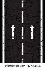 two arrows on asphalt by day vector illustration,