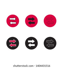 Two arrows on the rounded icon. Vector illustration in style flat. Designed for web and software interfaces. Set of six icons. EPS10