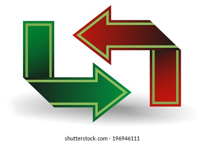 The two arrows on a white background