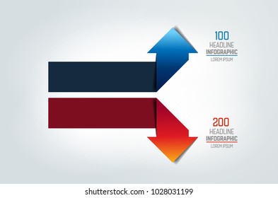 Two Arrows In Oposite Direction  Infographic, Chart, Scheme, Diagram.