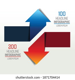 Two arrows in oposite direction  infographic, chart, scheme, diagram.