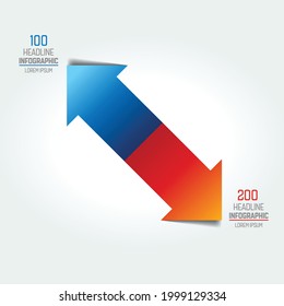 Two arrows in oposite direction  infographic, chart, scheme, diagram.