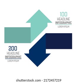 Dos flechas en dirección opuesta infografía, gráfico, esquema, diagrama.
