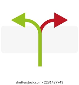 two arrows out one. Growth chart sign. Vector illustration.
