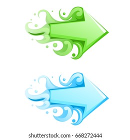 Two arrows pointers with fancy patterns isolated on a white background. Cartoon vector close-up illustration.