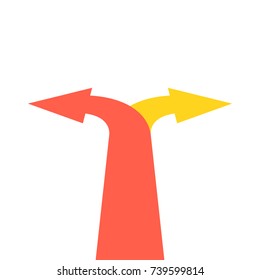 Two arrows pointing in different directions. Choice the way concept. Vector illustration.