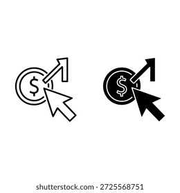 Dos flechas que apuntan a un signo de dólar que simboliza el crecimiento financiero o la inversión monetaria