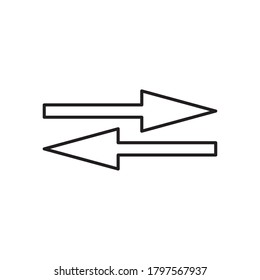two arrows are pointing in opposite direction over white background, line style, vector illustration