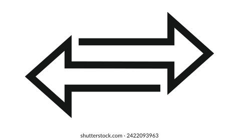 Zwei Pfeile, die in entgegengesetzte Richtungen zeigen, eine nach links und die andere nach rechts, in schwarz-weißer Vektorgrafik dargestellt.