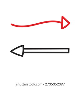 Two arrows pointing in opposite directions with different colors and styles