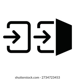 Two arrows pointing towards a closed door symbolizing restriction or blockage