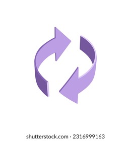 Two arrows in purple color. Repeat, circulation sign. Vector illustration.