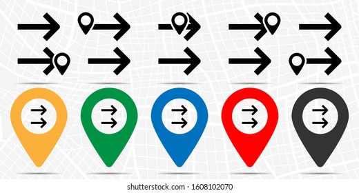 Two arrows to the right icon in location set. Simple glyph, flat illustration element of arrow theme icons