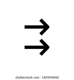 Two arrows to the right icon. Simple glyph, flat vector of arrows icons for UI and UX, website or mobile application