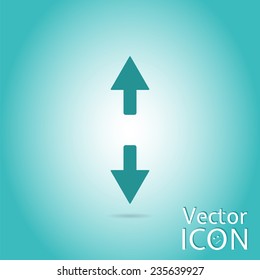 Two arrows. Sign of the back and forth. Flat design style. Made in vector