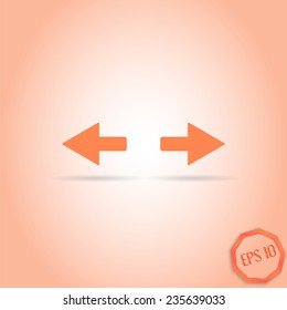 Two arrows. Sign of the left and right. Flat design style. Made in vector