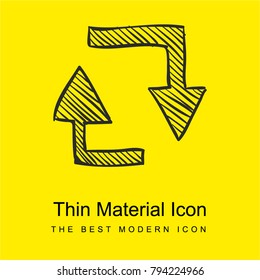 Two arrows sketch bright yellow material minimal icon or logo design