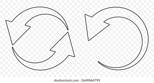 Duas setas ícone de rotação, reciclar redondo, atualizar círculo ou reiniciar. Seta Dupla. Ícone de seta dupla lateral definido. ícone alternado, seta de renovação Ícone de seta circular definido em Fundo Transparente. EPS 10.
