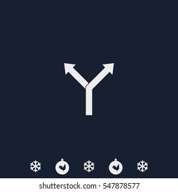 Two arrows splitting. Flat illustration.