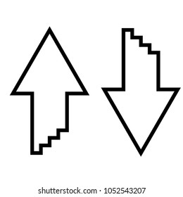 Two arrows with sumulation 3d effect for upload and download icon black color