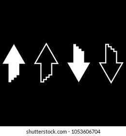 Two arrows with sumulation 3d effect for upload and download icon set white color