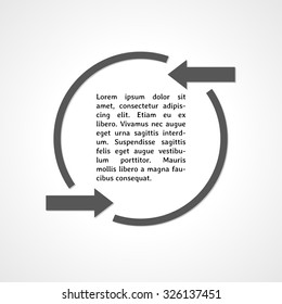 two arrows symbol and circle on gray gradient background