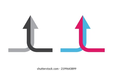 Two arrows symbol of partnership, teamwork, icon, vector.