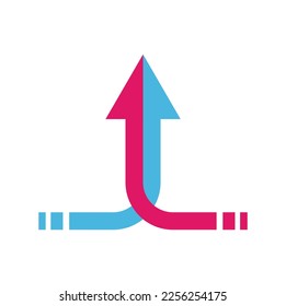 Zwei Pfeile Symbol der Partnerschaft, Teamwork, Symbol, Vektorgrafik.