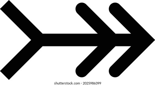  two arrows with two tail lines.  combined black rectangle with three arrow heads.  
