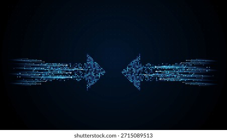 Transferencia de dos flechas apuntando al centro para presentar. Tecnología Abstractas Concepto de fondo de alta tecnología Movimiento de velocidad Desenfoque de movimiento en movimiento rápido