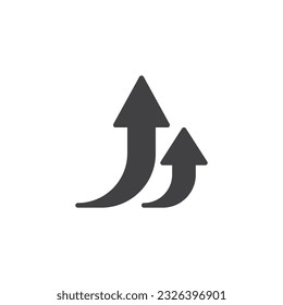 Two arrows up vector icon. filled flat sign for mobile concept and web design. Improvement glyph icon. Symbol, logo illustration. Vector graphics
