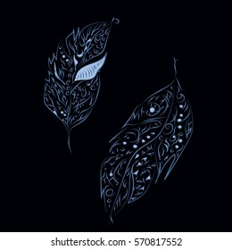 two art plumelet on the black background