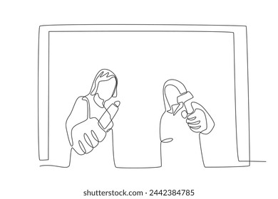 Two artists are preparing tools for painting