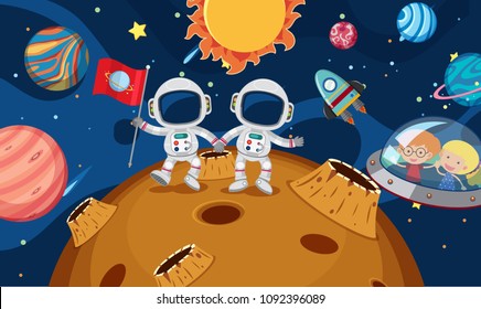 Two Astronaut Explore the Planet illustration