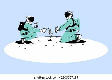 Two Astronouts Planting a Tree