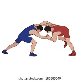 Two athletes fight