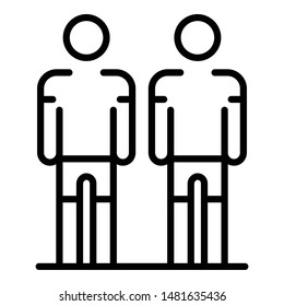 Two athletes icon. Outline two athletes vector icon for web design isolated on white background