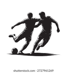 dois atletas jogando futebol movimento dinâmico capturado em uma silhueta impressionante