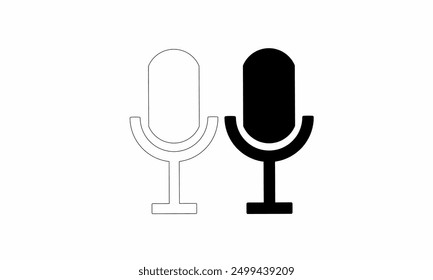 two audio microphones. black and white singing recording symbol icon illustration. white background