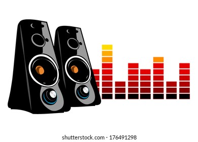 Two audio speakers and equalizer.