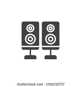 Two audio speakers vector icon. filled flat sign for mobile concept and web design. Loudspeaker glyph icon. Acoustic stereo system symbol, logo illustration. Pixel perfect vector graphics